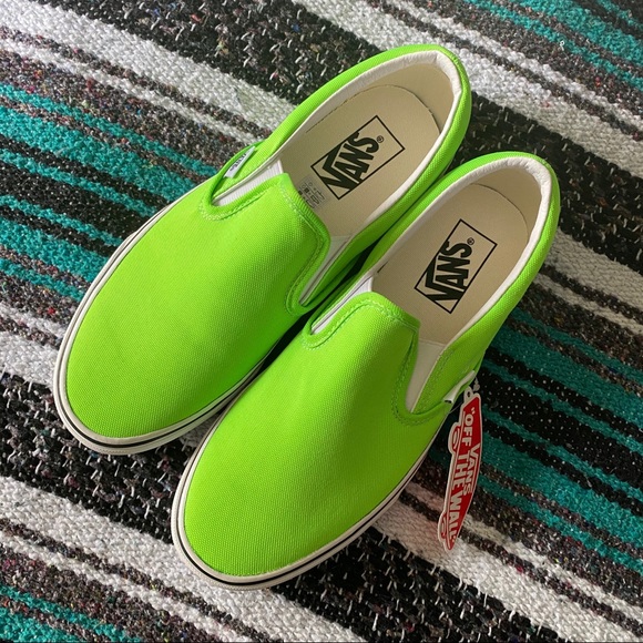 neon green slip on vans